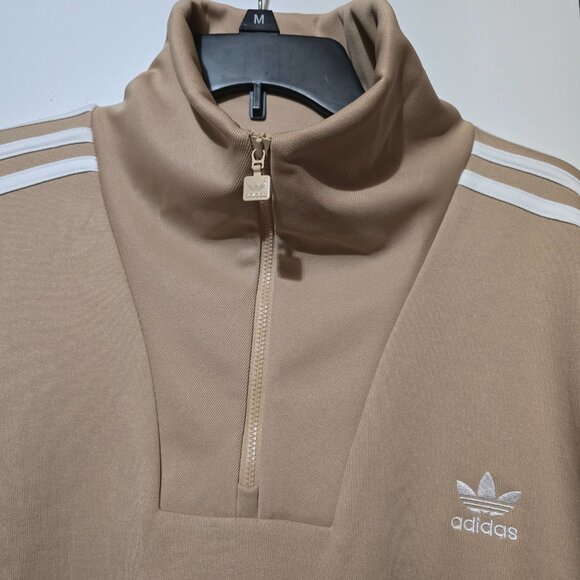 Adidas Men's Beige Quarter Zip Funnel Neck Pullover in Large - Picture 2 of 8
